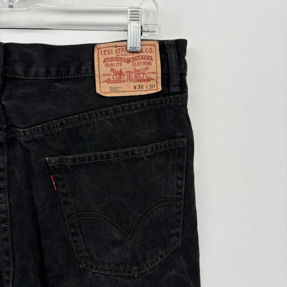 Vintage‎ Levis 550 Faded Black Relaxed Fit Jeans Y2K Punk Men 36X30 (34X26.5)